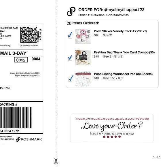 Love Your Order, Leave a Review – Sticker Labels – (48 ct) - Picture 3 of 4